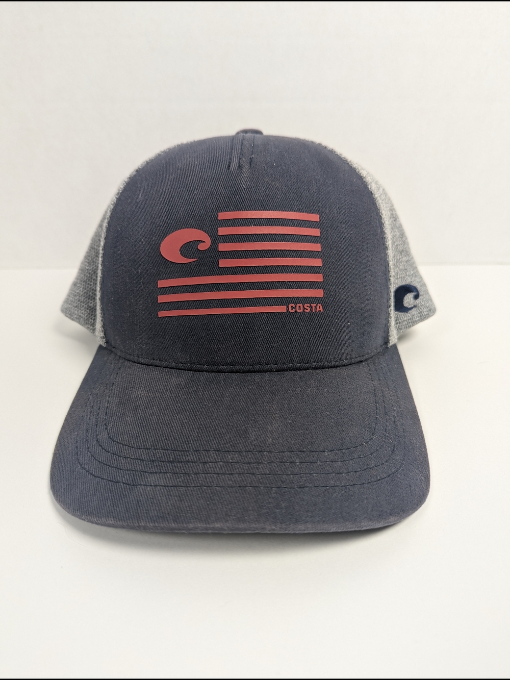 Costa American Flag Adjustable Baseball Ball Hat Navy Red Grey
